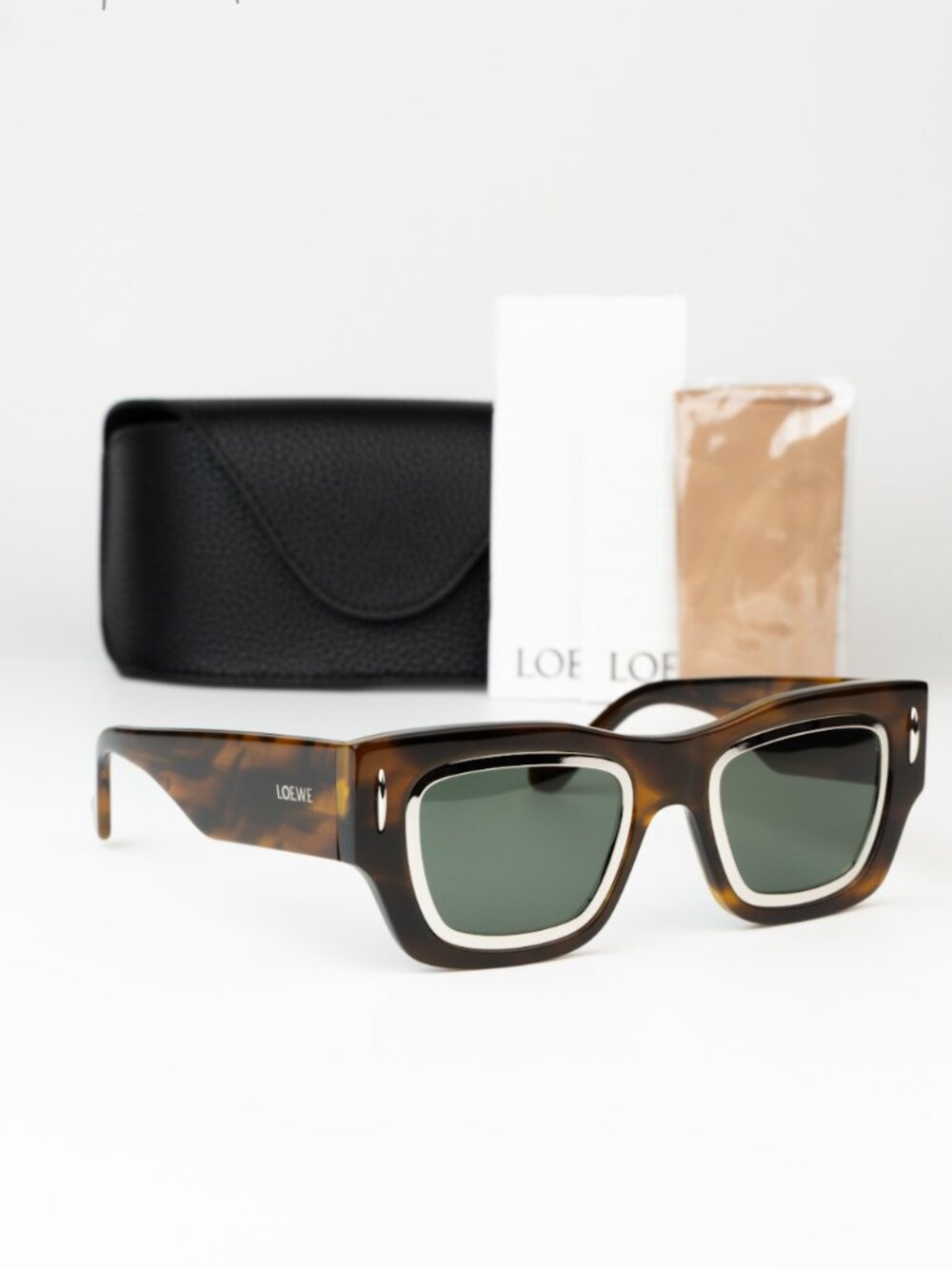 Loewe Women Sunglasses Havana Green Square LW40168I 52N NEW AUTHENTIC